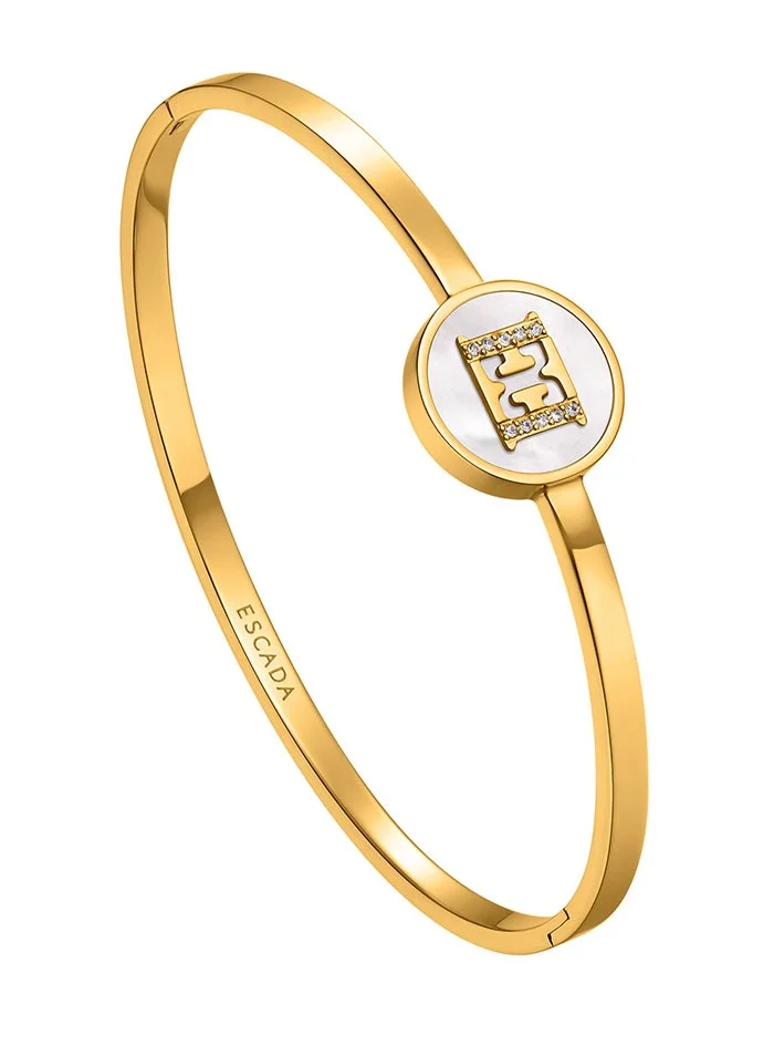ESCADA Caroline Bangle for Women Mother-of-Pearl Charm, Iconic Logo, Timeless Elegance and Contemporary Allure