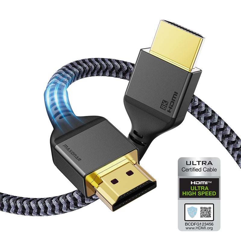 Maxonar 8K HDMI 2.1 Cable 3.3FT, (Certified) Ultra High Speed 48Gbps 8K60 4K120 144Hz RTX 3090 eARC HDR HDCP 2.2&2.3 Compatible with PlayStation 5/PS5, Xbox Series X, Roku/Fire/Sony/LG Samsung TV - Image 1