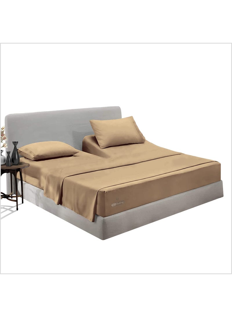 SGI bedding SGI bedding 36"" King Split Top Flex Head Sheet 100% Egyptian Cotton Sheet Set 1000 Thread Count Flex Top Sheet for Adjustable Bed 4Pc Sheet Set 18"" Deep Pocket for Sleep Number Bed - Beige  - Image 1