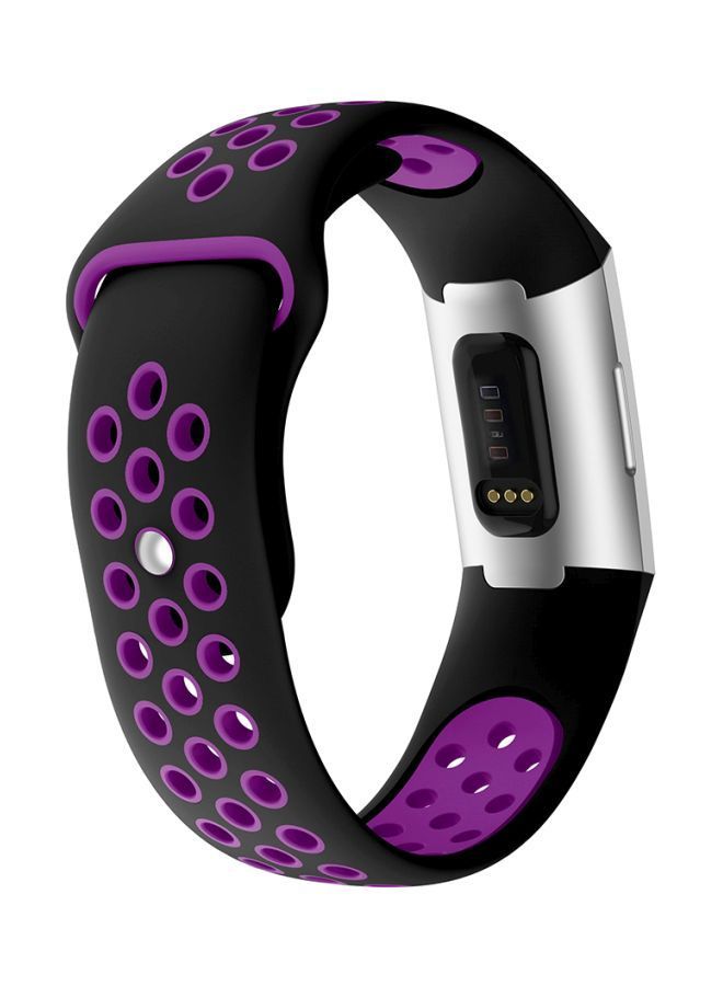 NIBEMINENT Replacement Band For Fitbit Charge 3 Purple/Black - Image 4