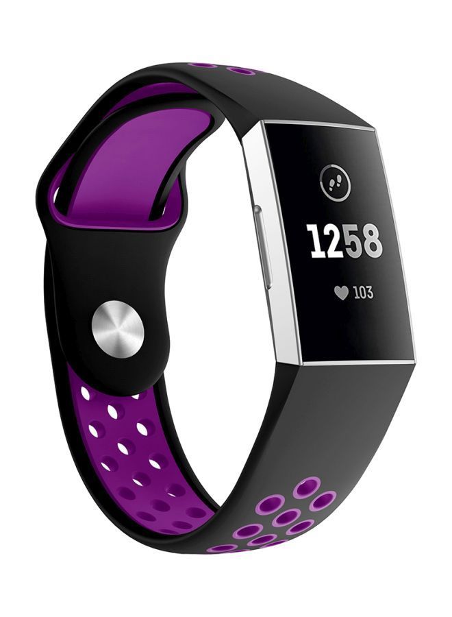 NIBEMINENT Replacement Band For Fitbit Charge 3 Purple/Black - Image 2