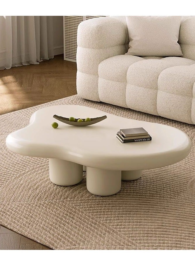 جوميلا طاولة قهوة سحابية، تصميم فريد لطاولة جانبية لغرفة المعيشة وغرفة النوم، قطعة أثاث أنيقة وعملية - متينة وسهلة التنظيف، شكل حر بأربعة أرجل، 39.4 بوصة، بيضاء كريمة - Image 1