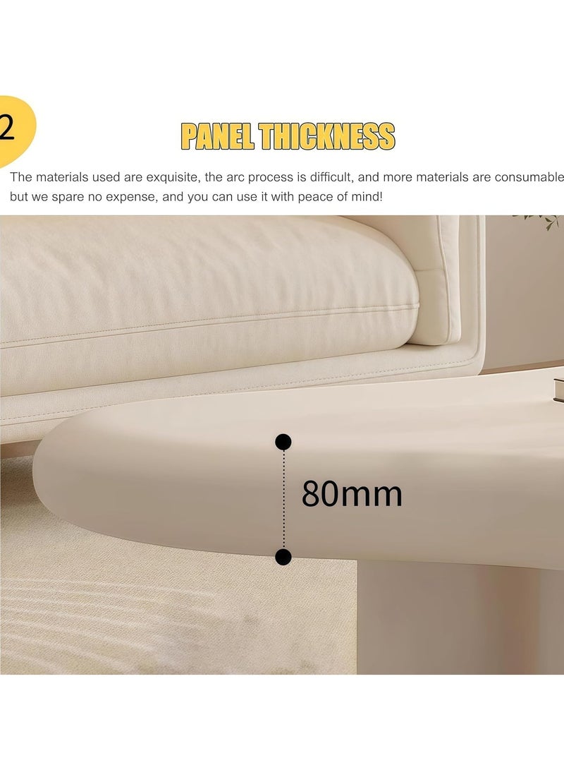 جوميلا طاولة قهوة سحابية، تصميم فريد لطاولة جانبية لغرفة المعيشة وغرفة النوم، قطعة أثاث أنيقة وعملية - متينة وسهلة التنظيف، شكل حر بأربعة أرجل، 39.4 بوصة، بيضاء كريمة - Image 4