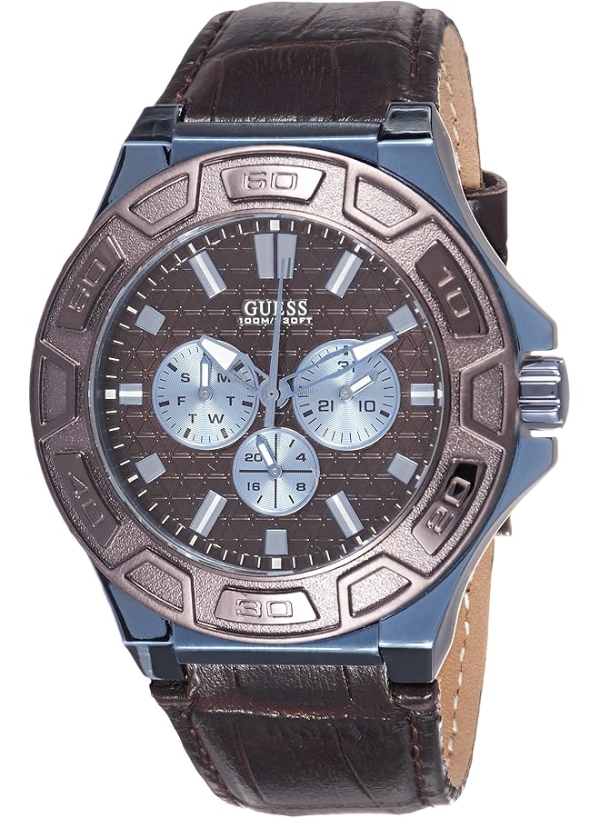 جس ساعة كوارتز رجالية بشاشة تناظرية وحزام جلدي W0674G5 - Image 1