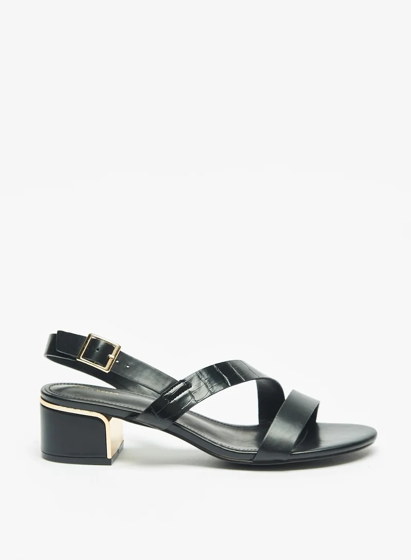 فلورا بيلا من شو إكسبرس Womens Textured Sandals with Block Heels and Buckle Closure