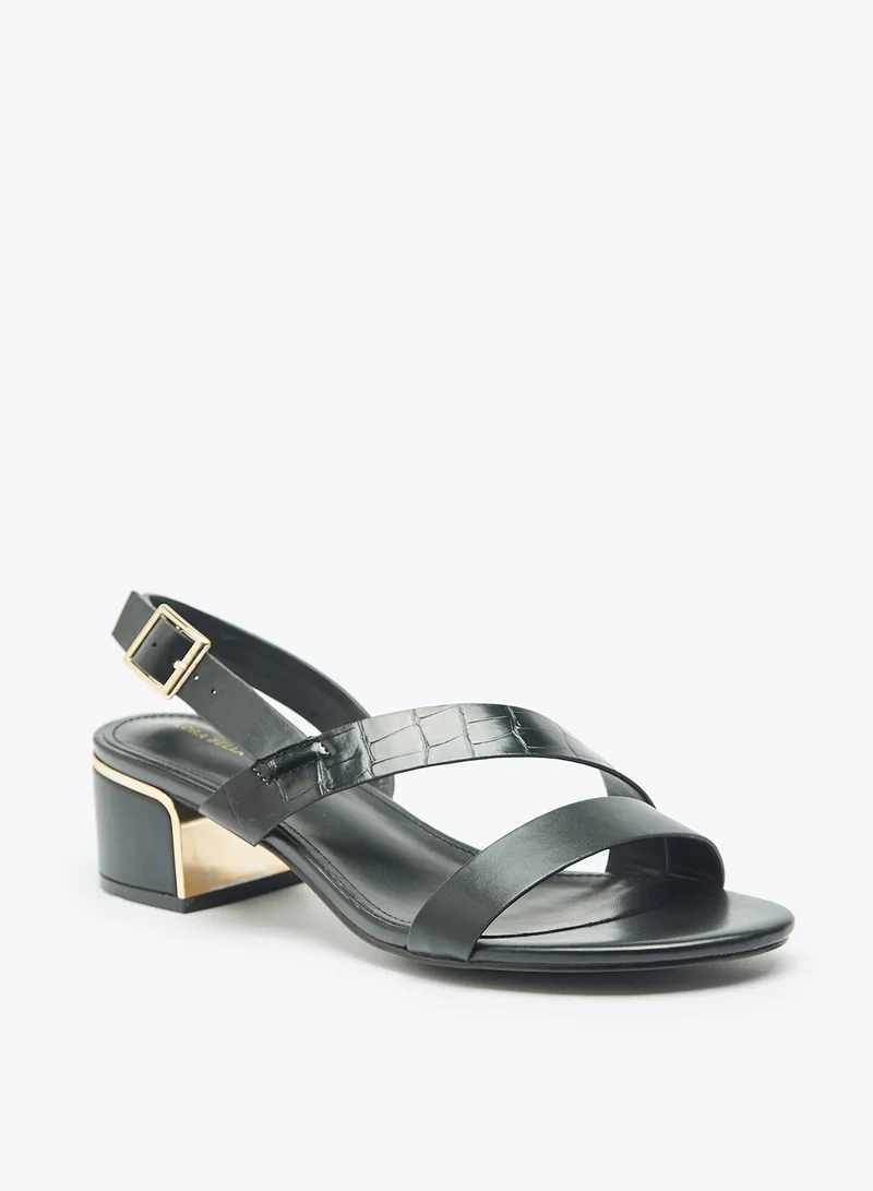 فلورا بيلا من شو إكسبرس Womens Textured Sandals with Block Heels and Buckle Closure