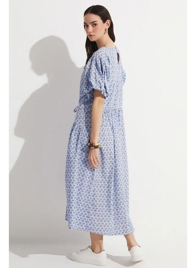 JUNE Floral Tie-Waist Dress