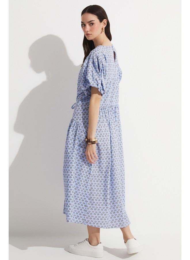 جون فستان بربطة خصر بنقوش الزهور - Image 5