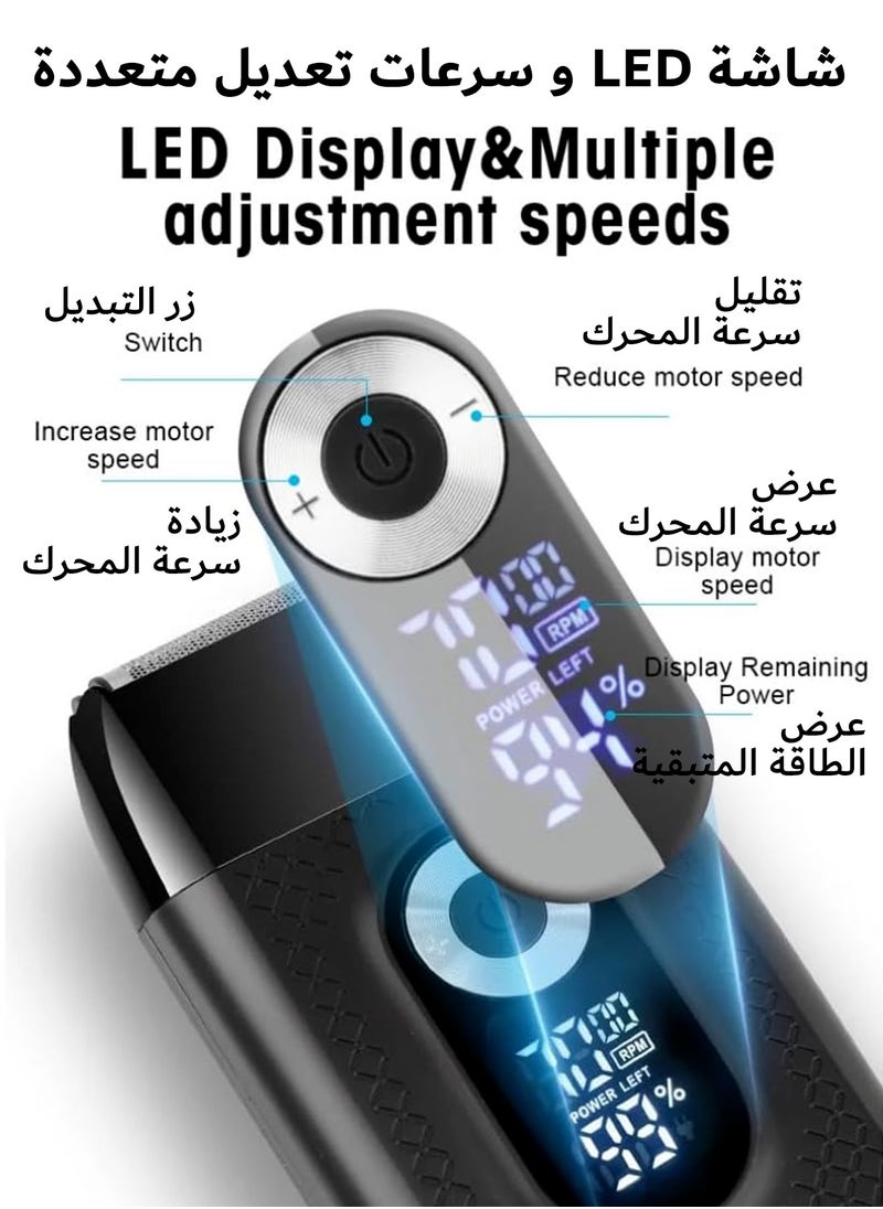 DOSCHER Portable Electric Shaver for Men, Smooth Foil Shaver, Mini Beard Electric Razor for Men's Face Cleaning and Sideburns Repairing, Bald Shaver Head Face Trimmer for Men, Pocket Shaving Machine with LCD  - Image 5