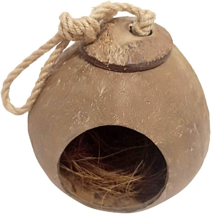 Bird Cage Natural Coconut Shell Bird Outdoor Landscaping Ornament Bird Nest 5 Styles Can Choose Round Bird Cage Pet Products Parakeet cage Parrots Conure Lovebird (D) - Image 1