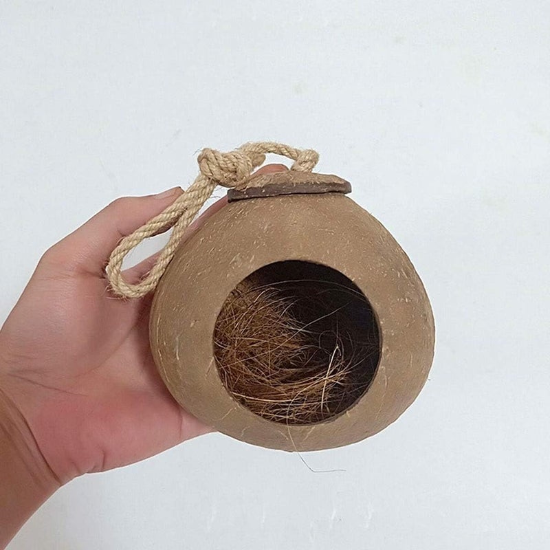 Bird Cage Natural Coconut Shell Bird Outdoor Landscaping Ornament Bird Nest 5 Styles Can Choose Round Bird Cage Pet Products Parakeet cage Parrots Conure Lovebird (D) - Image 3