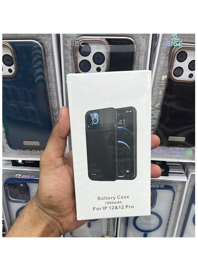 حافظة بطارية لهاتف iPhone 12 و12 Pro، حافظة شحن بطارية نحيفة قابلة لإعادة الشحن بقدرة 7000 مللي أمبير في الساعة متوافقة مع حافظة شاحن بطارية iPhone ممتدة - Image 4
