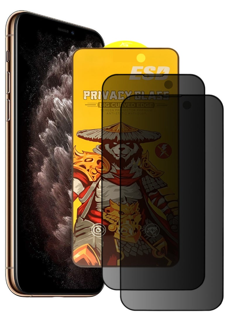 ESD 2 Pieces Tempered Dustproof Privacy Glass Screen Protector Compatible For iPhone 11 Pro - Image 1