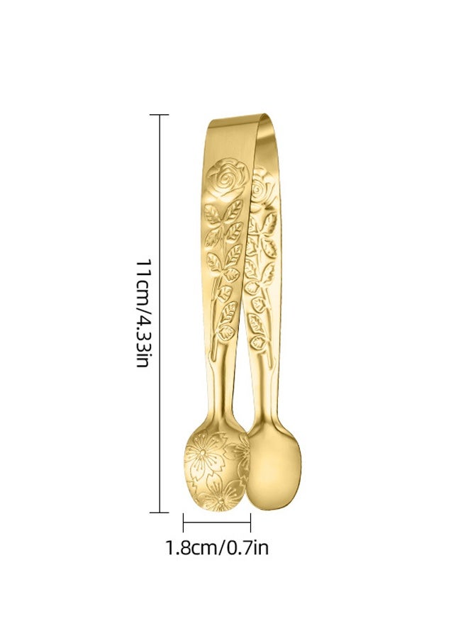 6PCS Mini Serving Tongs Small Rose Sugar Cube Tongs (Gold) - Image 2