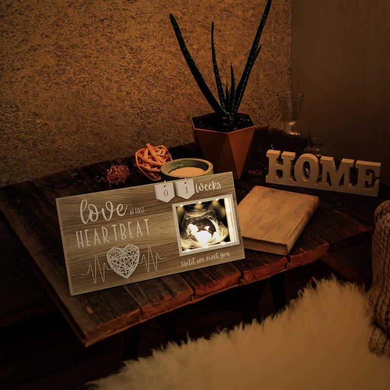 EURSET LED Illuminated Baby Sonogram Picture Frame  Countdown Weeks Feature 4x3 Ultrasound Photo for Pregnancy Announcements Gender Reveal BabyShower New Mom Gifts Keepsake for Expecting Parents - Image 4