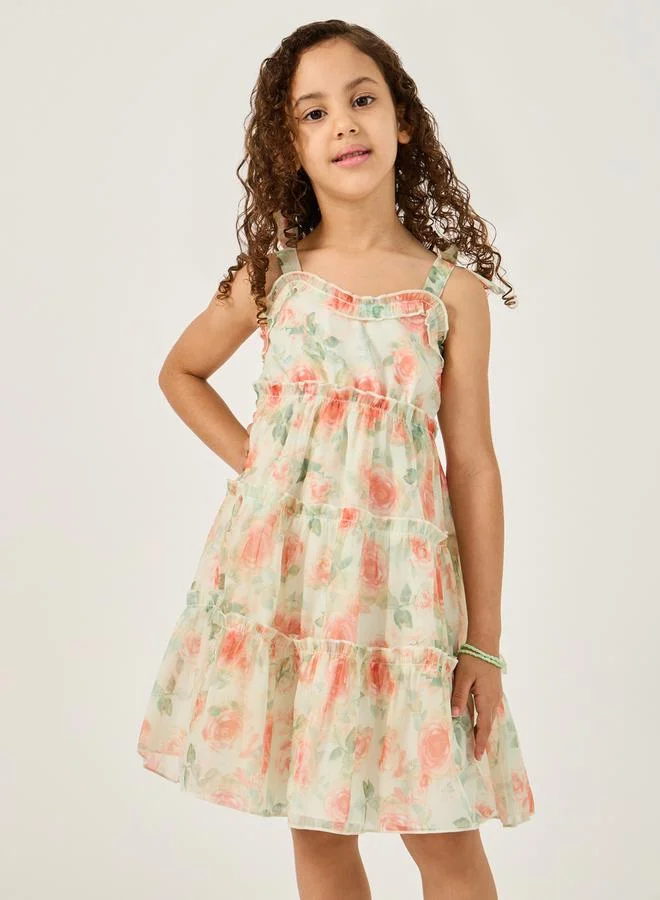 Styli Floral Tiered Dress