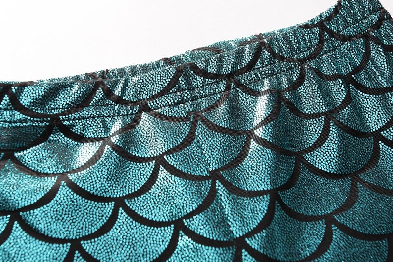 Frogwill Little Girls Mermaid Scale Leggings Fish Pants 3-11 Years (7/8Y, Cyan) - Image 4