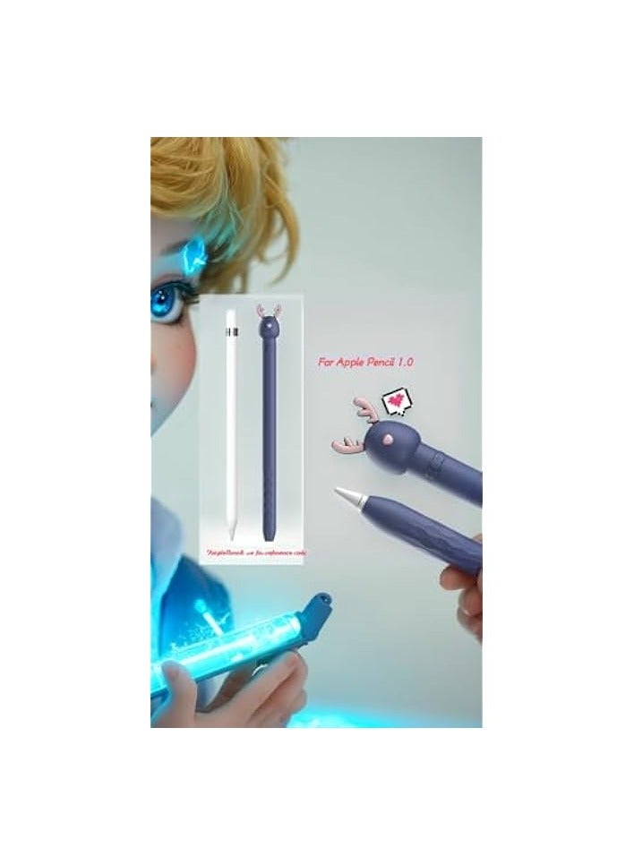 PROMASS Cute Blue Deer Silicone Case for Apple Pencil 1st Gen - Soft Protective Sleeve Accessory - Image 4