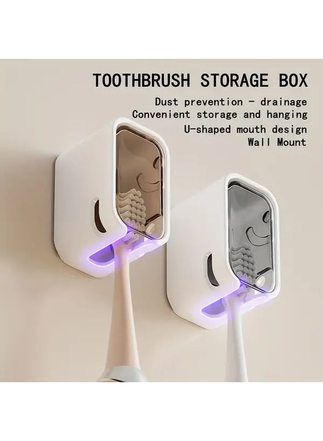 2pcs Transparent Brown No Drill Wall Mounted Toothbrush Holder U Shaped Bathroom Organizer - Image 1
