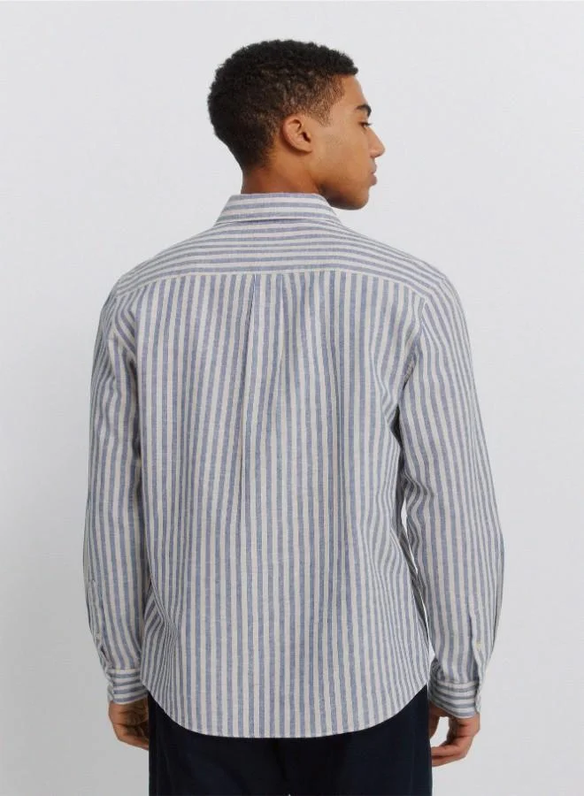 Springfield  Striped linen shirt for Men | Best Price UAE