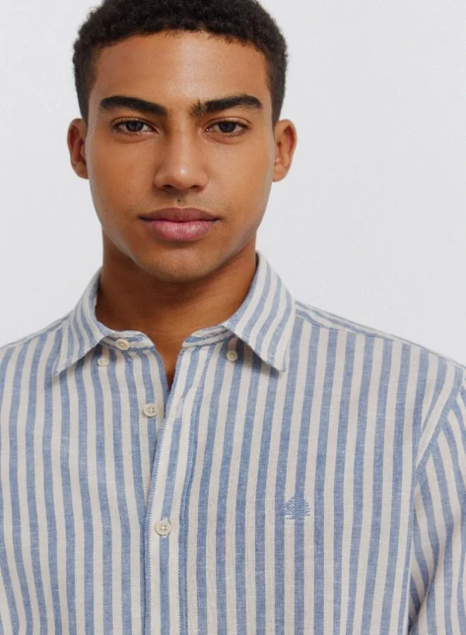 Springfield  Striped linen shirt for Men | Best Price UAE