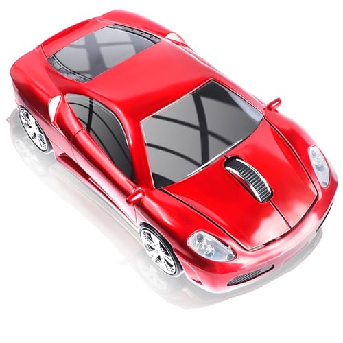 elec Space Wireless Mouse, 2.4GHz Cool Sport Car Shape Computer Mouse 1600 DPI Optical Cordless Mice with USB Receiver for PC Laptop Computer Notebook (Red) - Image 1