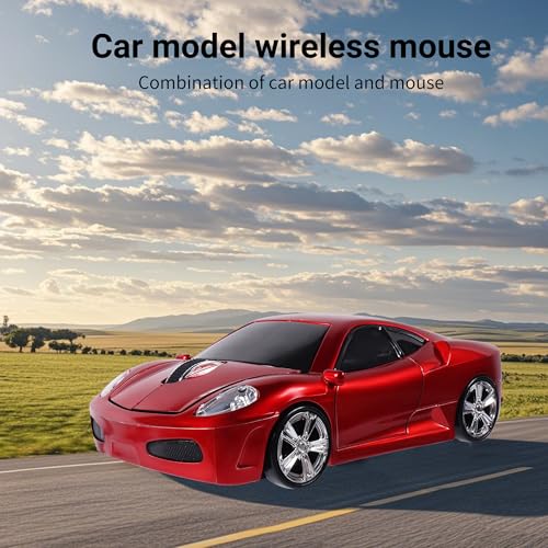 elec Space Wireless Mouse, 2.4GHz Cool Sport Car Shape Computer Mouse 1600 DPI Optical Cordless Mice with USB Receiver for PC Laptop Computer Notebook (Red) - Image 3