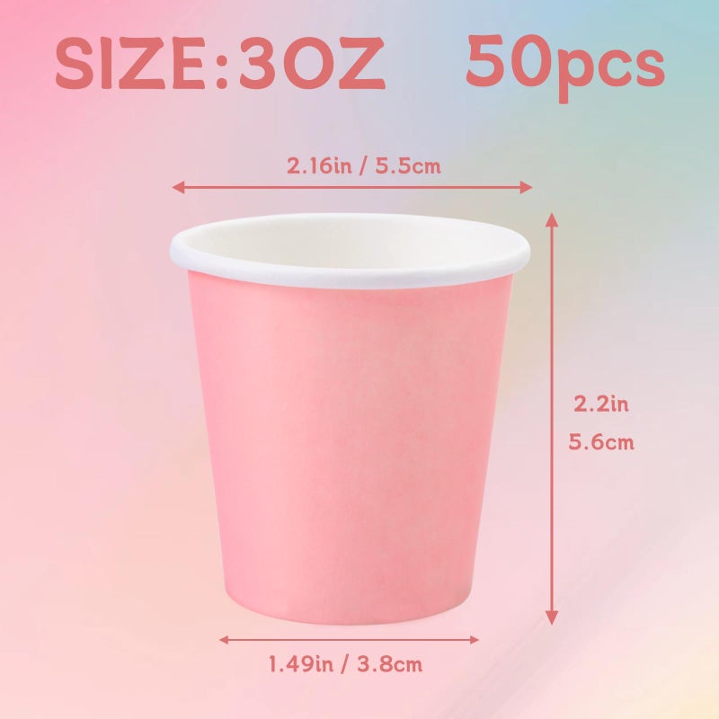 Iuuidu 3 oz Mouthwash Cups  50 pack Pink Bath Paper Rinse Cups for Home  Office  Wedding  Travel - Image 1