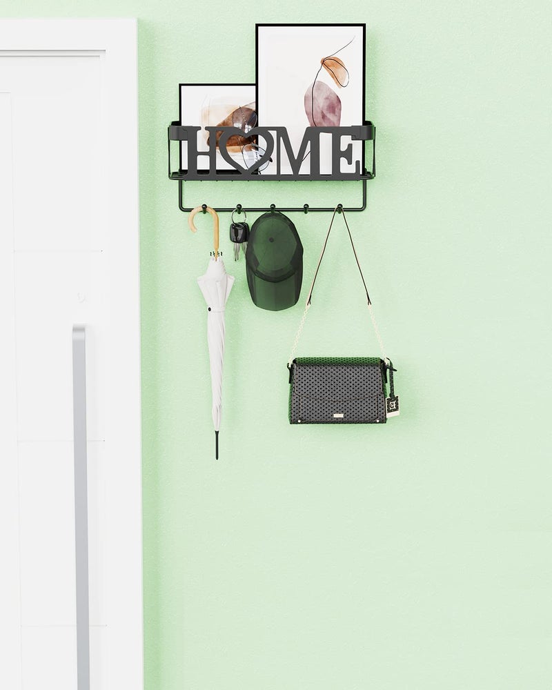 OHOBABY Key Holder for Wall - Key Rack with 5 Key Hooks, 11.02" LÃ—2.75" WÃ—4.92" H, Key and Mail Organizer Wall Mount with Mesh Basket, Key Hanger for Wall, Entryway, Home Decor(Matte Black) - Image 3