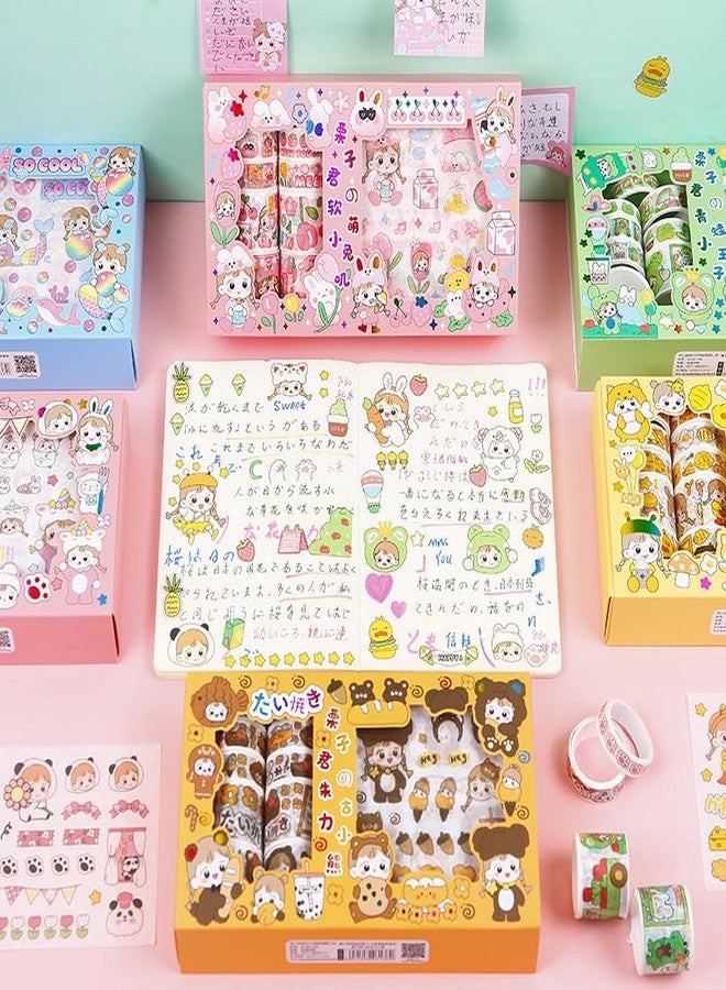 TEMSON Designer Decorative Masking Tapes for DIY Crafts Arts Scrapbooking Bullet Journal Planners, Cute Washi Tape Set (KQ-22402) - Image 1