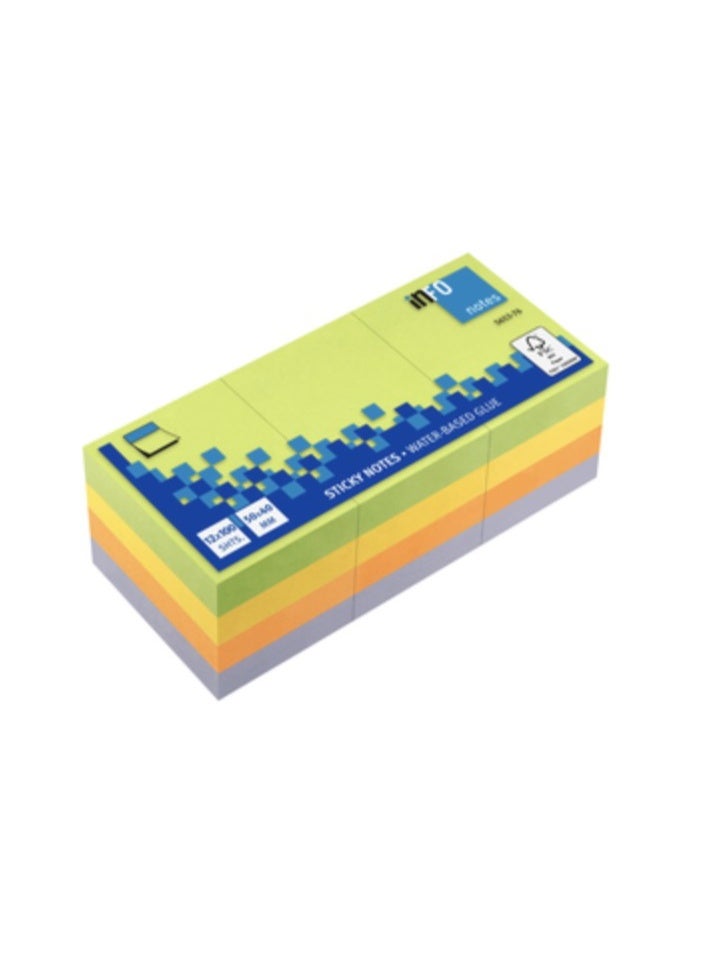infonotes - STICKY NOTES, 50 x 40 mm, 3 PADS TOGETHER,  "Spring" color, 100 sheets