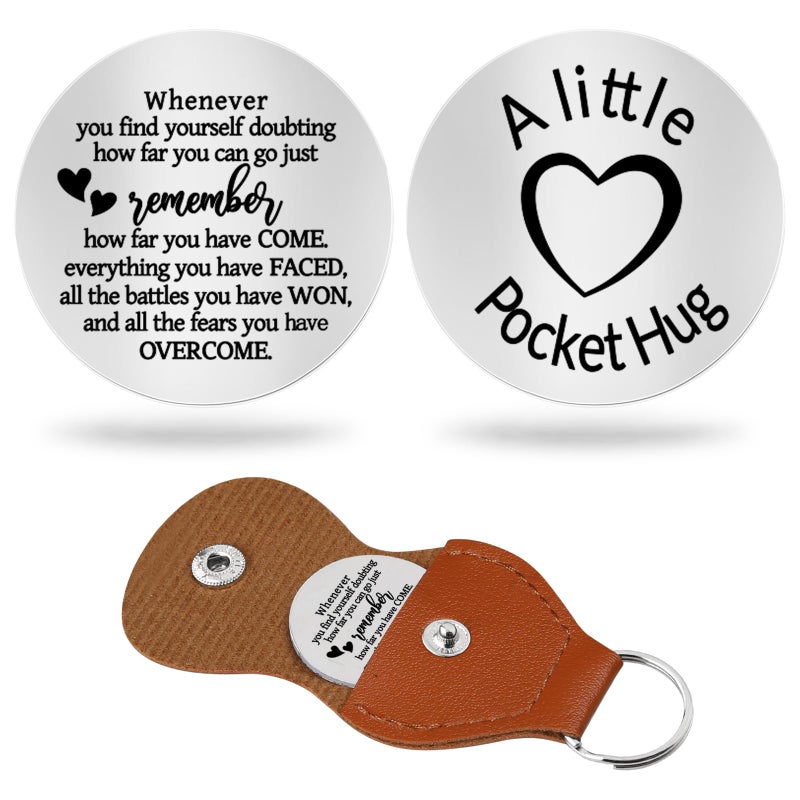 Chambom Pocket Hug Token - Long Distance Relationship Keepsake Inspirational Gifts Graduation Gifts Father's Day Mothers Day Friends Christmas Gift for Mom with Keychain Stainless Steel Double Sided - Image 1