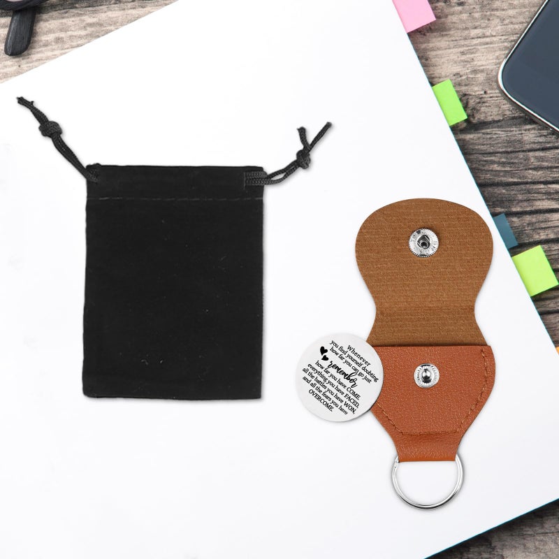 Chambom Pocket Hug Token - Long Distance Relationship Keepsake Inspirational Gifts Graduation Gifts Father's Day Mothers Day Friends Christmas Gift for Mom with Keychain Stainless Steel Double Sided - Image 2
