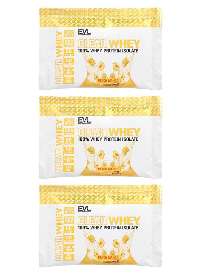 EVLUTION NUTRITION - Clear Whey 100% Whey Protein Isolate Peach Mango 3 Count 0.9 oz (25.5 g) Each - Image 1