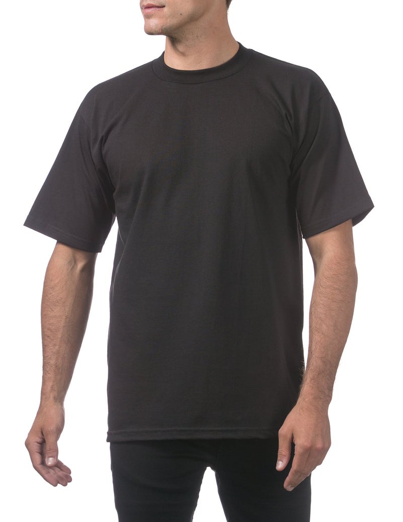 Pro Club Men's Heavyweight Cotton Short Sleeve Crew Neck T-Shirt, Black, 7X-Large - Image 4