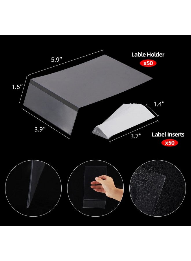 LoveBB 50 Pcs Library Shelf Label Holders 7.6 x 4 Inch Moveable Shelf Markers for Classroom Office Library Book Shelves with 50 Pcs Label Inserts - Image 2
