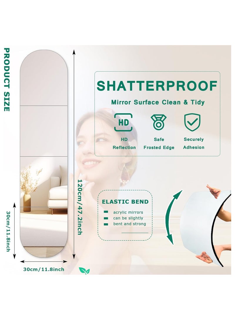 TPGP Full Length Mirrors, Acrylic Mirror Tiles Self Adhesive Mirror Wall Stickers, Mirror Full Length Sticky Long Wall Mirror, Full Body Mirror Tiles for Walls Home Gym (30cmx30cm, 4 Parts) - Image 2