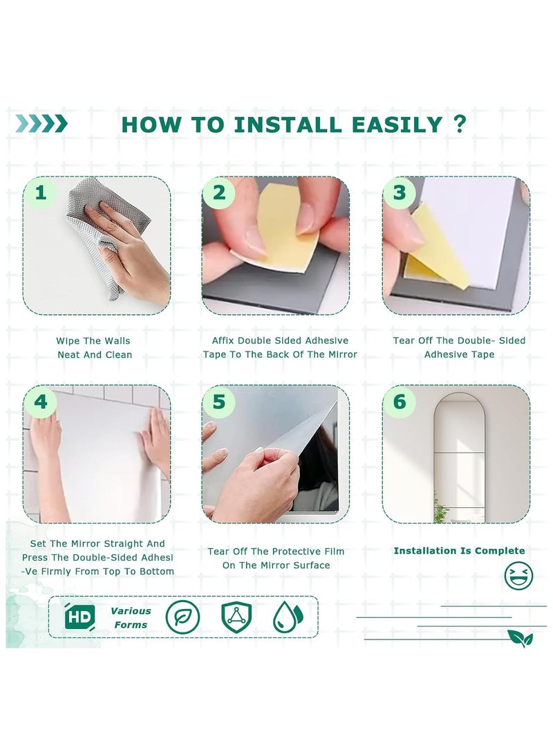 TPGP Full Length Mirrors, Acrylic Mirror Tiles Self Adhesive Mirror Wall Stickers, Mirror Full Length Sticky Long Wall Mirror, Full Body Mirror Tiles for Walls Home Gym (30cmx30cm, 4 Parts) - Image 3