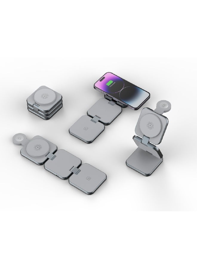 Nine 3-in-1 foldable Wireless Charger 15W -Gery - Image 4