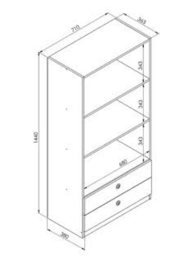 ارت ان  ارفف كتب وخزانة متعددة الاستعمالات مع ارداج لغرف المعيشة لون ابيض  145*37*9 - Image 2