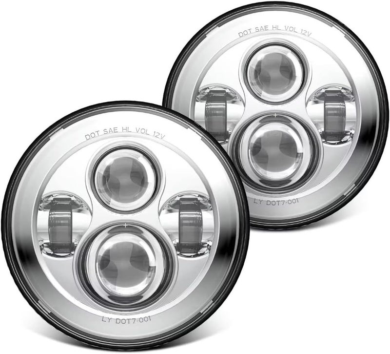 LX-LIGHT 1000% Bright 7 Inch LED Headlights Anti-glare Round H6024 LED Headlight Compatible with Jeep Wrangler JK JKU TJ LJ Chevy Ford GMC Dodge etc DOT Approved Hi/Low Sealed Beam Chrome - Image 1