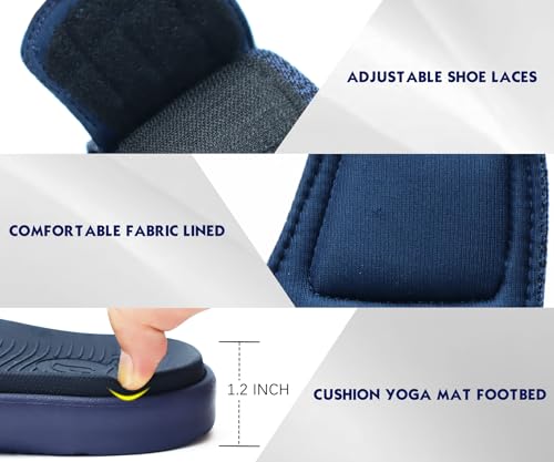 ONCAI Mens Slide Sandals Blue Open Toe Athletic Adjustable Straps Orthotic Plantar Fasciitis Sport Sandals with Soft Cushion Arch Support Footbed Size 10 - Image 5