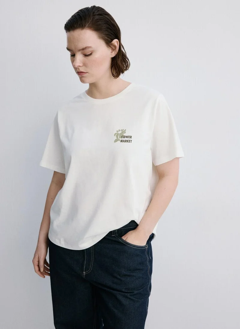 مانجو Printed cotton-blend t-shirt