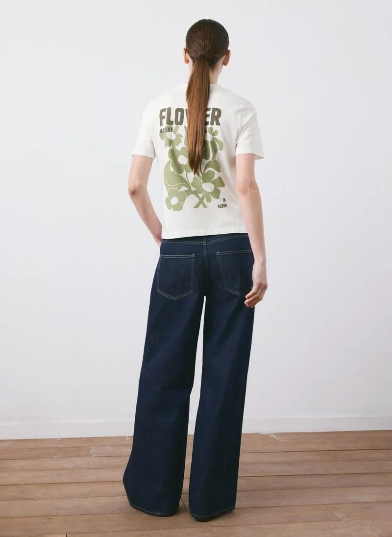 مانجو Printed cotton-blend t-shirt