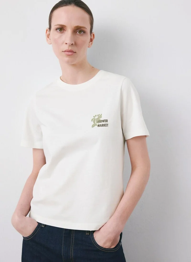 MANGO Printed cotton-blend t-shirt