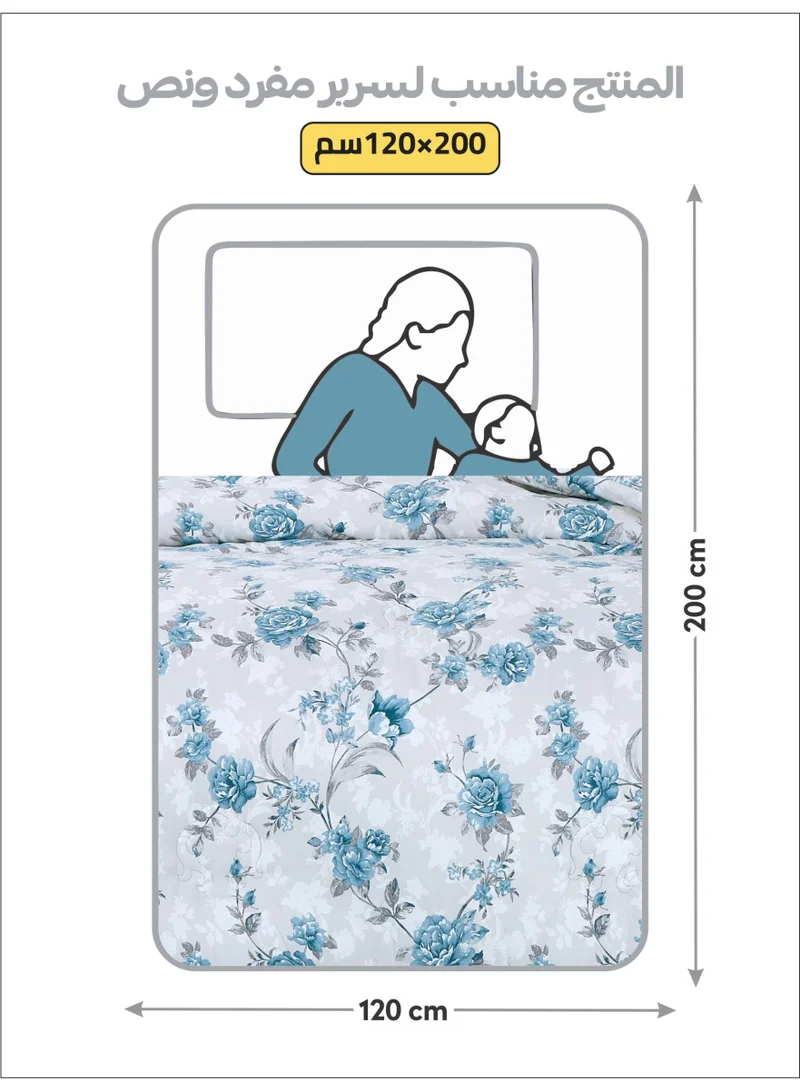Donetella Bedding Comforter Set Single Size, 4-Pcs Bed Set Fits 120x200 Cms -Printed Bedding Set-All Season- Brushed Microfiber (طقم مفرش سرير فندقي)
