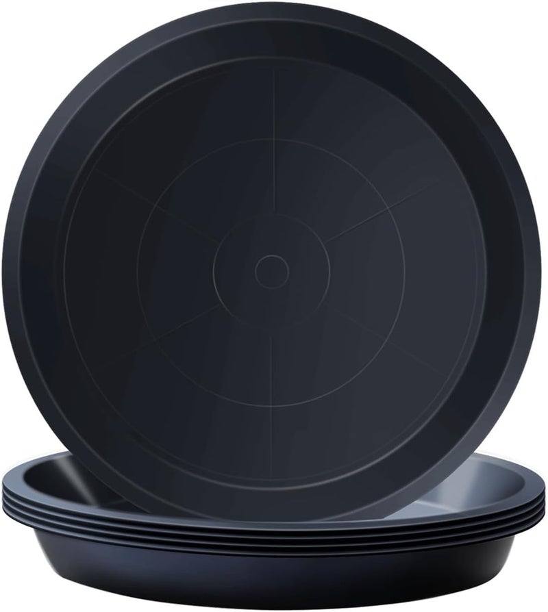 Black Plant Pots Set of 5 25cm Round Trays for Garden Plastic Plant Saucers for Indoor Outdoor Plants Fits Plant Pots up to 20cm Black