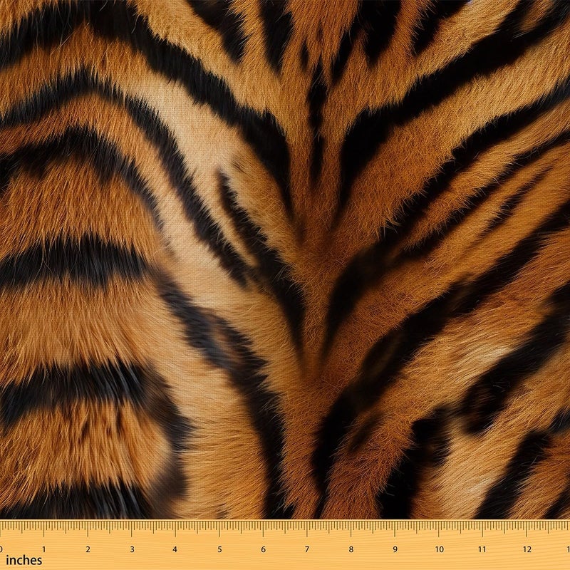 Feelyou Tiger Print Fabric by The Yard 1 Yard Kids Tiger Fur Texture Print Decorative Waterproof Outdoor Fabric Luxurious Wildlife Upholstery Fabric for Chairs Outdoor Fabric （No Real Fur） - Image 1