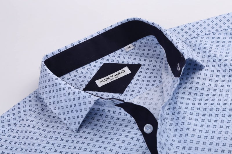 Alex Vando Mens Printed Dress Shirts Long Sleeve Button Down Shirt,Lt Blue 863,M - Image 4