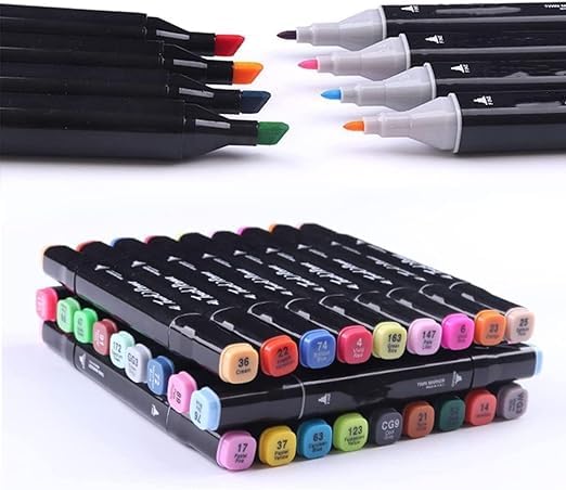 VYOM TRADING Dual Tip Markers Colorful Art Markers Sketch Pens 48 Colours With Carrying Case For painting Sketching Calligraphy Drawing- Twin Head Permanet Colouring Marker Pens For Kids Adult - Image 2